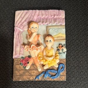 Ballet Dancer Wall Art with Pink and Yellow Accents